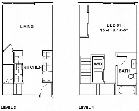 Floor plan for 1 bed, 1 bath, 724 sqft